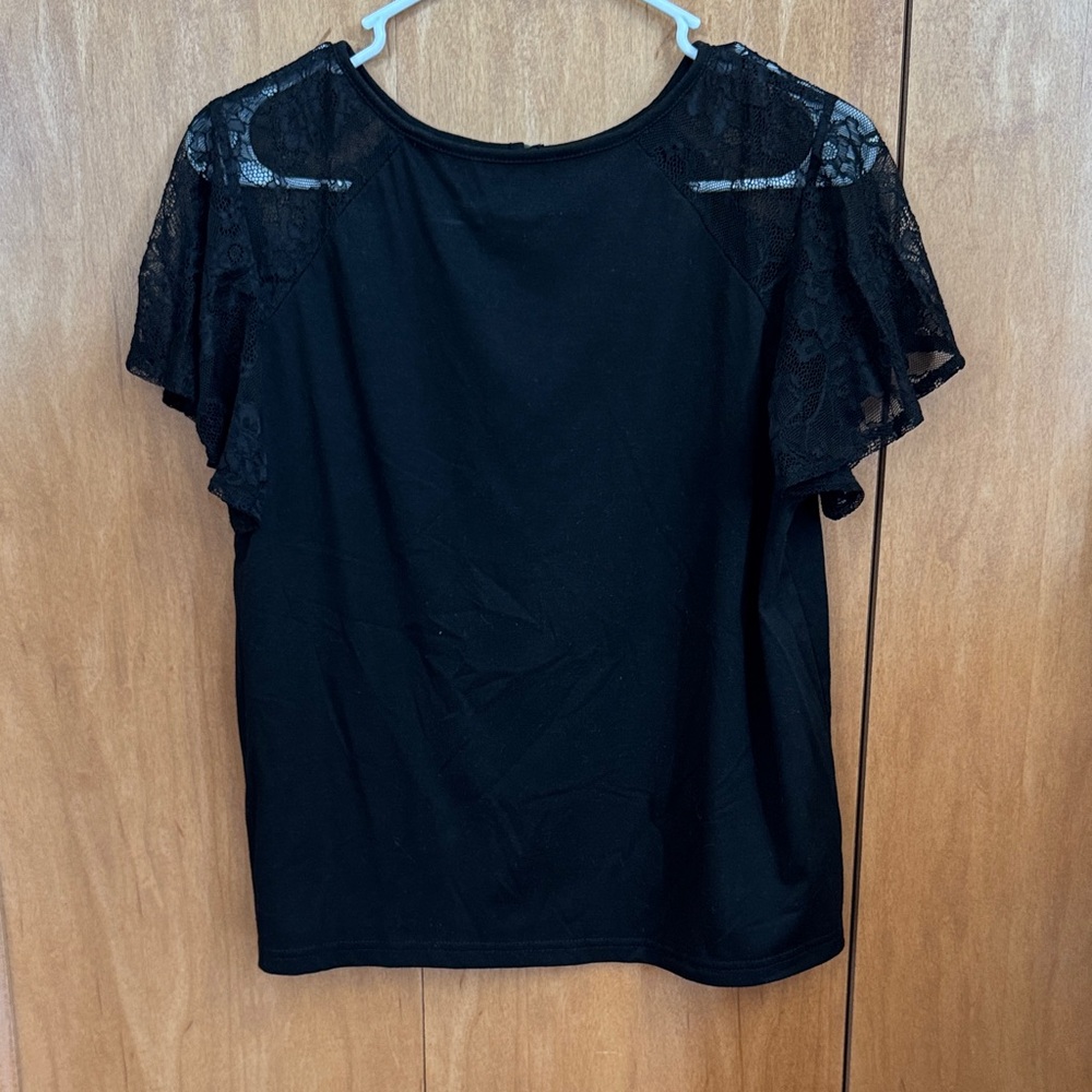 SHEIN Black Lace Accent Blouse
